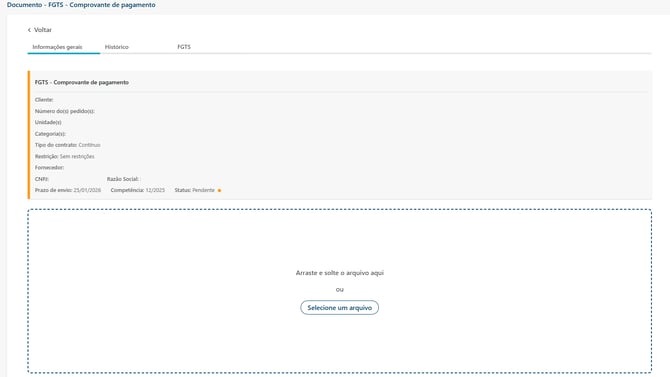 Upload de documentos